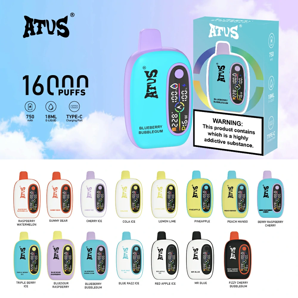New Arrival 19 Fruity Flavors ATVS 16000 Puffs Vapour 18ml 750mAh 5% Nicotine Disposable Vape Pen Original Factory Disposable Vapes Wholesale Bulk Buy