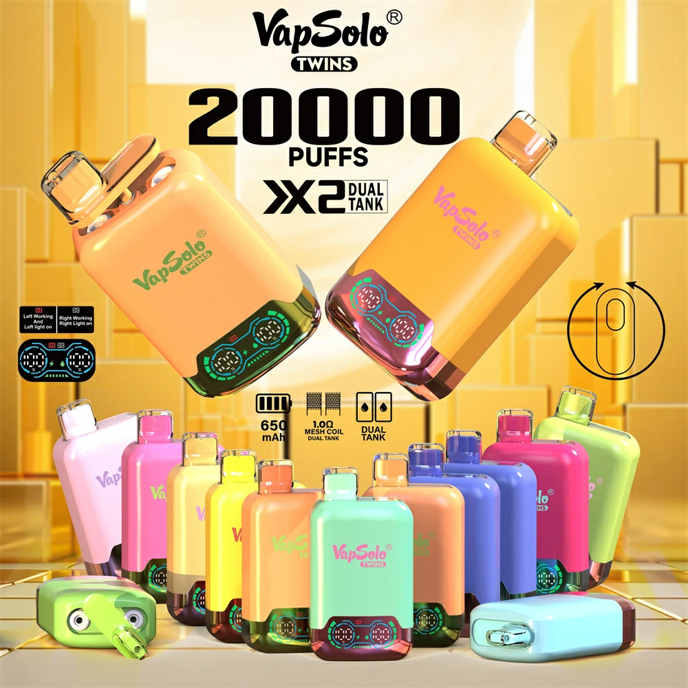 Vapsolo Twins Shisha 20000 Puffs Disposable E Cigarette Wholesale Price Disposable Vape 30 ML Oil 650 Mah Rechargeable Battery Mesh Coil Bulk Buy Wholesale Disposable Vapes Pen
