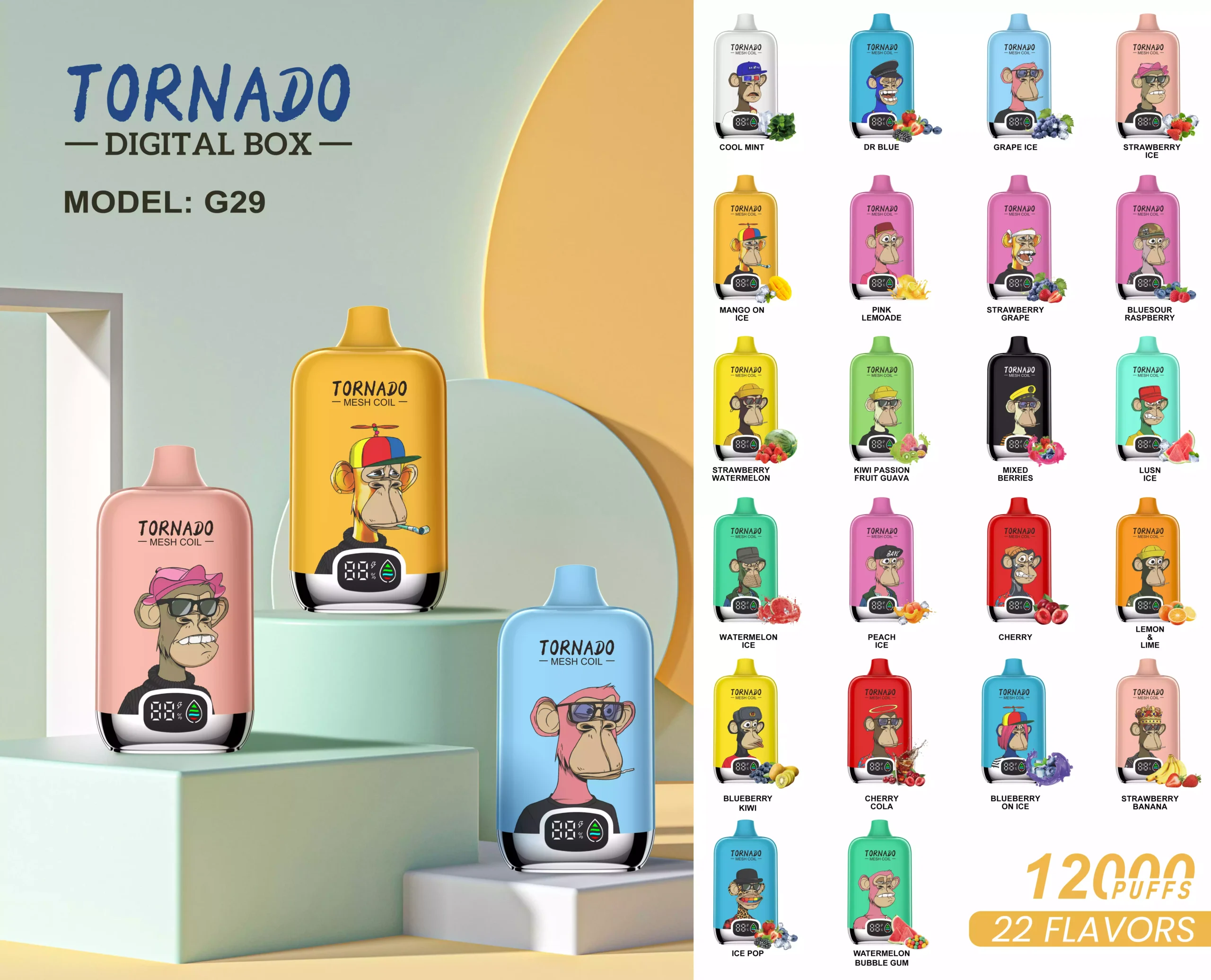 Aupo TORNADO 12000 Puffs Original Factory Wholesale Disposable Vape Pen Support OEM ODM 10 Flavors (1)