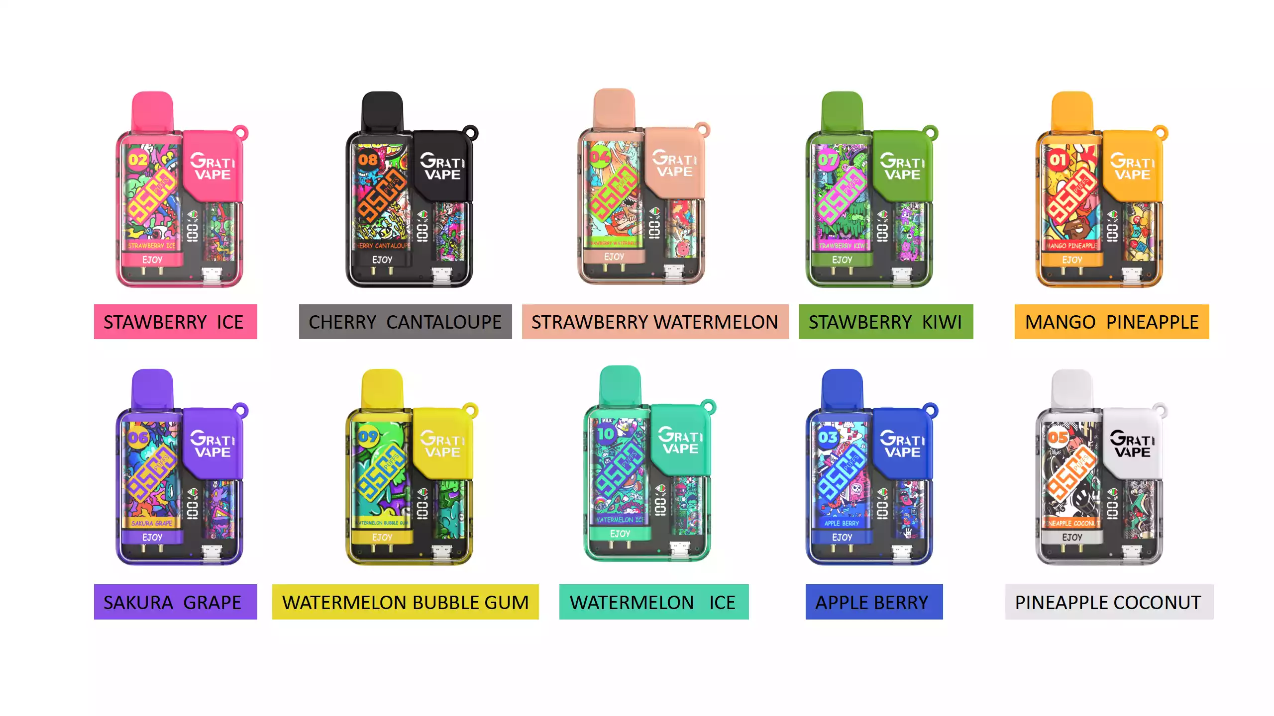 Grativape Ejoy 9500 Puffs Battery Rechargeable 650mah Latest Electronic Cigarette Wholesale Disposable Vape 10 Flavors Support OEM (2)