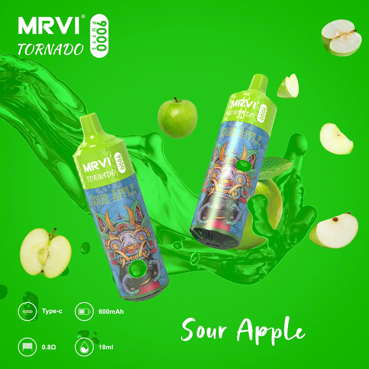 Mrvi Tornado 9000 Puffs 18ml Mesh Coil Rechargeable Vaporizer Cigarette Wholesale Disposable Vape Pen (1)