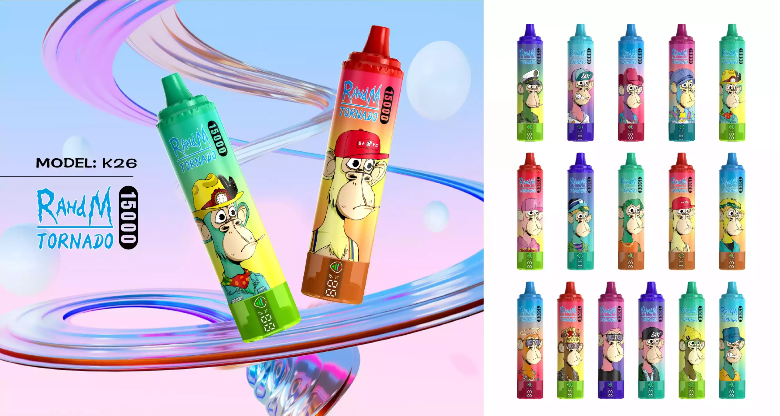 RAHdM TORNADO 15000 Puffs Hot New Products LED Display Disposable Vape Pen Wholesale 10 Flavors (1)