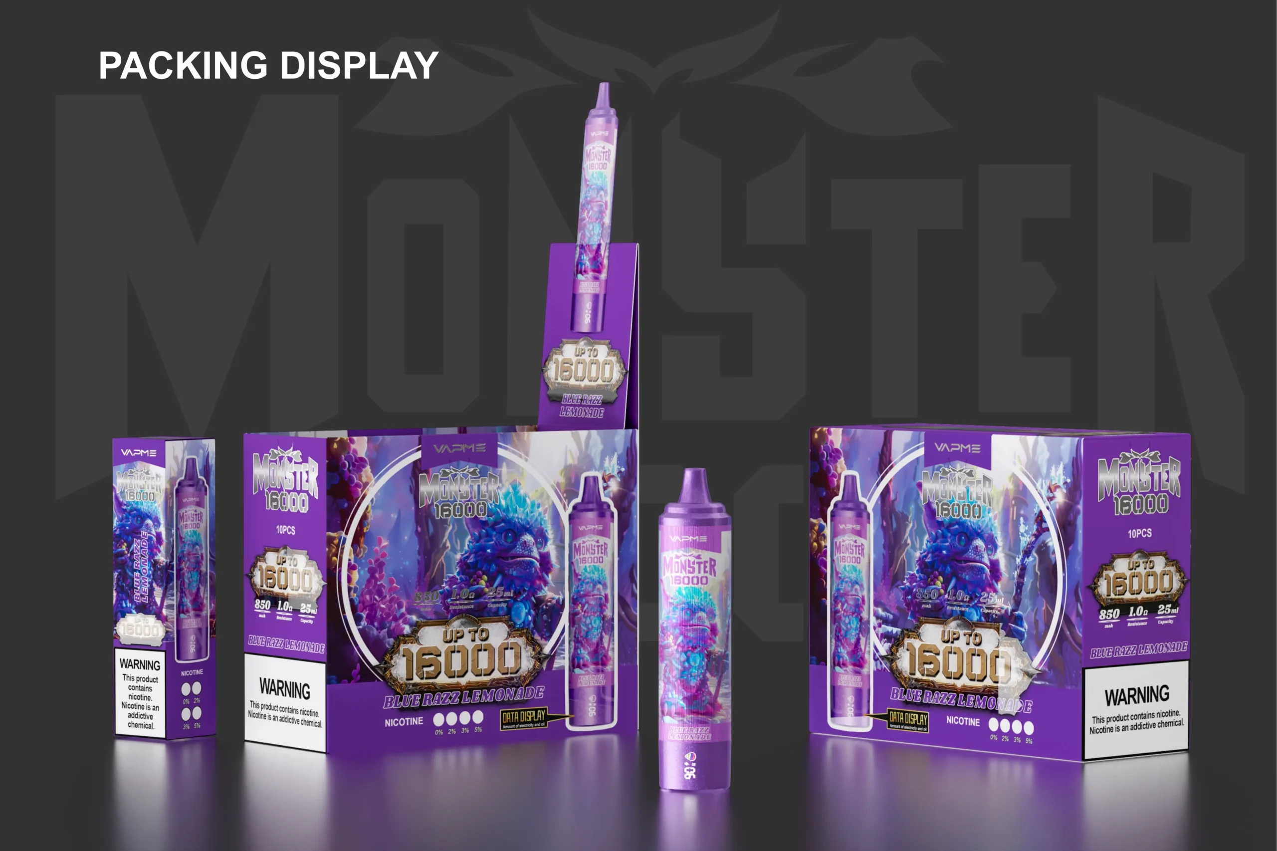 VAPME MONSTER 16000 Puffs Original LED Display Edition 26ml 850mAh Type-C Original Wholesale Disposable Vape Pen (1)