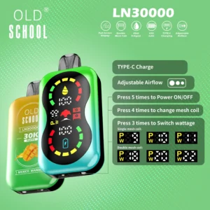 Wholesale OLD School LN 30000 Puffs Disposable Vape Pen 23ml Mesh Coil Multiple Nicotine Levels 0% 2% 3% 5% Direct from Factory Bulk Purchase (5)