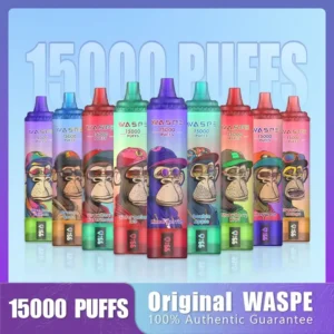 Wholesale Waspe 15000 Puffs Disposable Vape Pen with 22ml E-Liquid 850mAh Rechargeable Battery and LCD Display Available in 0% 2% 3% 5% Nicotine Levels (10)