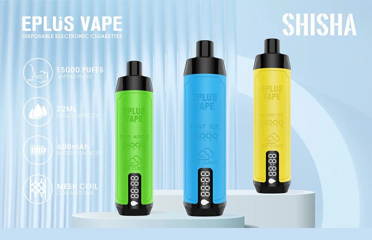 EPLUS VAPE SHISHA 15000 Puffs Wholesale Disposable Vapes 6% Nicotine Mesh Coil Buy Bulk Original Factory (2)