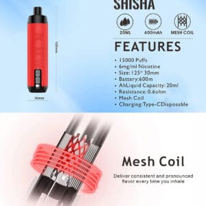 EPLUS VAPE SHISHA 15000 Puffs Wholesale Disposable Vapes 6% Nicotine Mesh Coil Buy Bulk Original Factory (4)