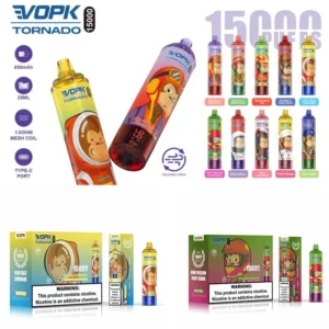 VOPK TORNADO 15000 Puffs Bulk Buy Rechargeable 0% 2% 3% 5% Low Nicotine Disposable Vape Wholesale Adjustable air LED Display 2025 Hot (2)