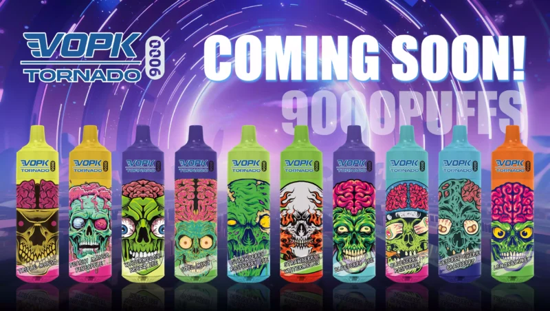 High-Quality VOPK TORNADO 9000 Puffs Disposable Vape Rechargeable Bulk Buy 0-5% Nicotine 600 Mah Bottom LED 2025 Latest