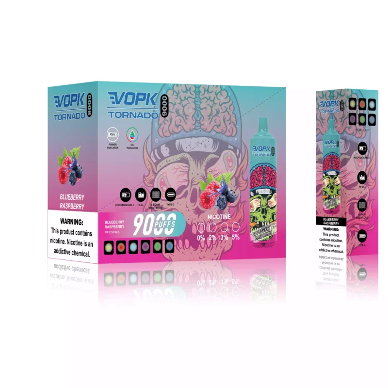 High-Quality VOPK TORNADO 9000 Puffs Disposable Vape Rechargeable Bulk Buy 0-5% Nicotine 600 Mah Bottom LED 2025 Latest