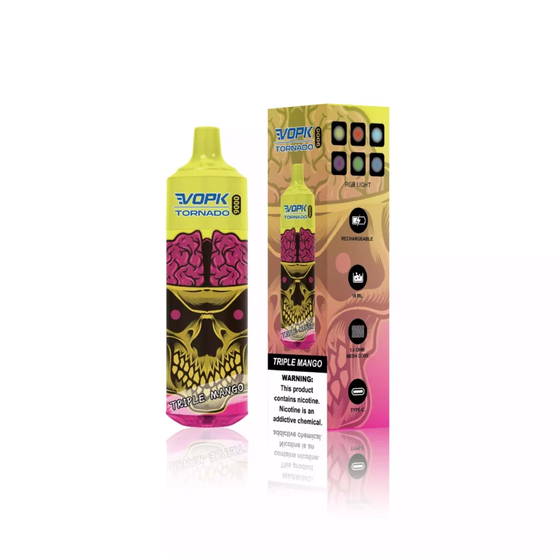 High-Quality VOPK TORNADO 9000 Puffs Disposable Vape Rechargeable Bulk Buy 0-5% Nicotine 600 Mah Bottom LED 2025 Latest