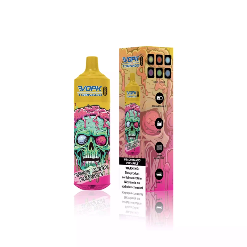 High-Quality VOPK TORNADO 9000 Puffs Disposable Vape Rechargeable Bulk Buy 0-5% Nicotine 600 Mah Bottom LED 2025 Latest