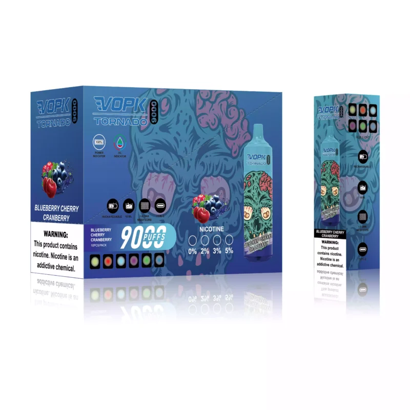 High-Quality VOPK TORNADO 9000 Puffs Disposable Vape Rechargeable Bulk Buy 0-5% Nicotine 600 Mah Bottom LED 2025 Latest